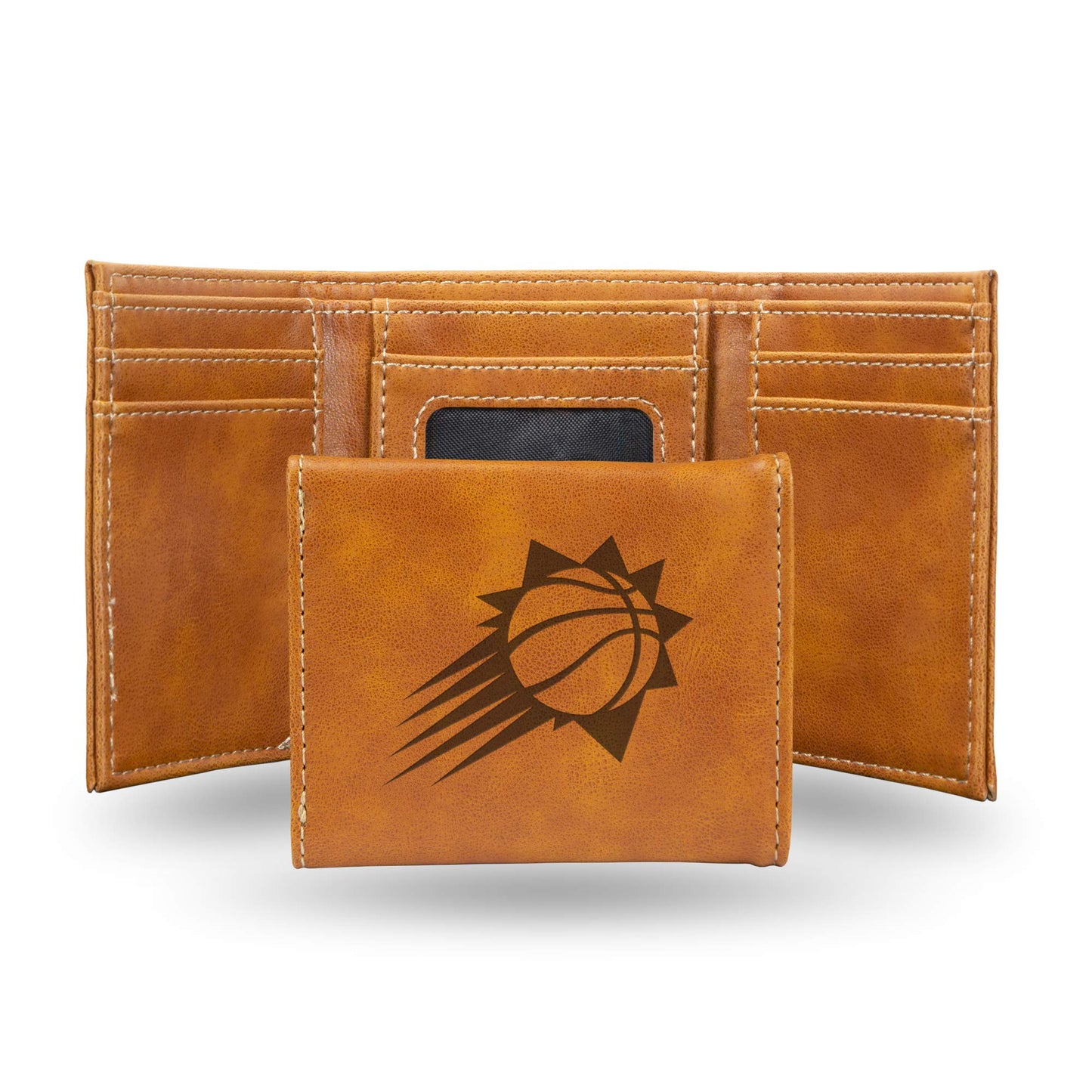 Basketball Rico Industries Phoenix Suns Brown Laser Engraved Trifold Laser Engraved Tri-Fold Wallet - Men's Accessory
