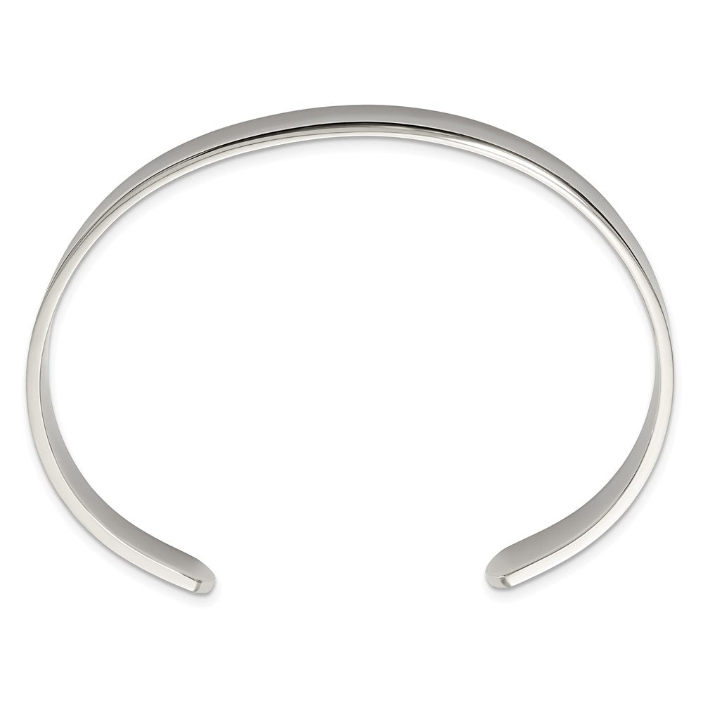 Stainless Steel Polished 9mm Cuff Bangle 8 inches