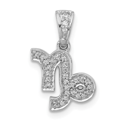 14k White Gold Diamond Capricorn Zodiac Pendant