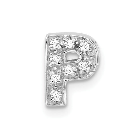 Sterling Silver Polished CZ Initial P Slide