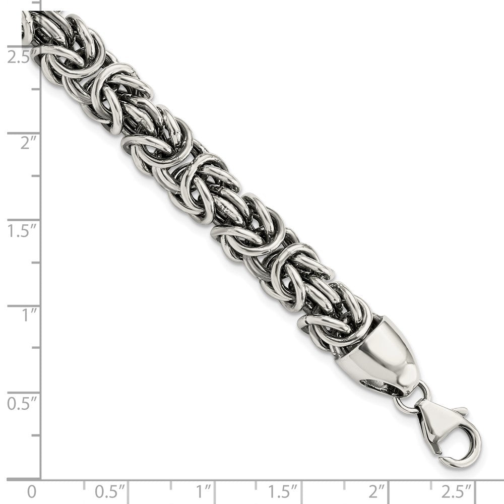 Sterling Silver Polished & Antiqued 8.5in Byzantine Bracelet 8.5 inches