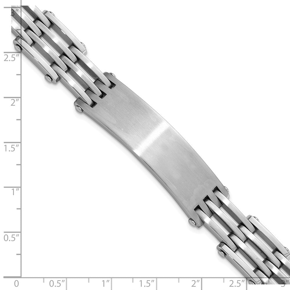 Stainless Steel Men's Polished & Satin Link ID Bracelet