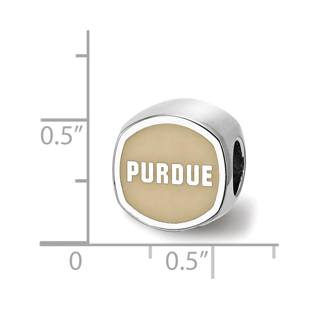 Logoart Sterling Silver Purdue University Cushion Shaped Enameled Bead
