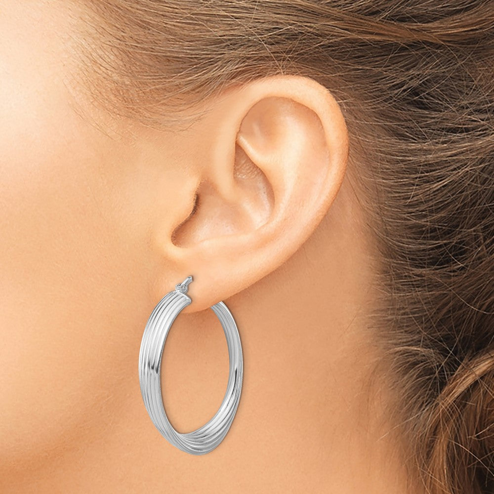 Sterling Silver Rhodium-plated Large Hoop Earrings