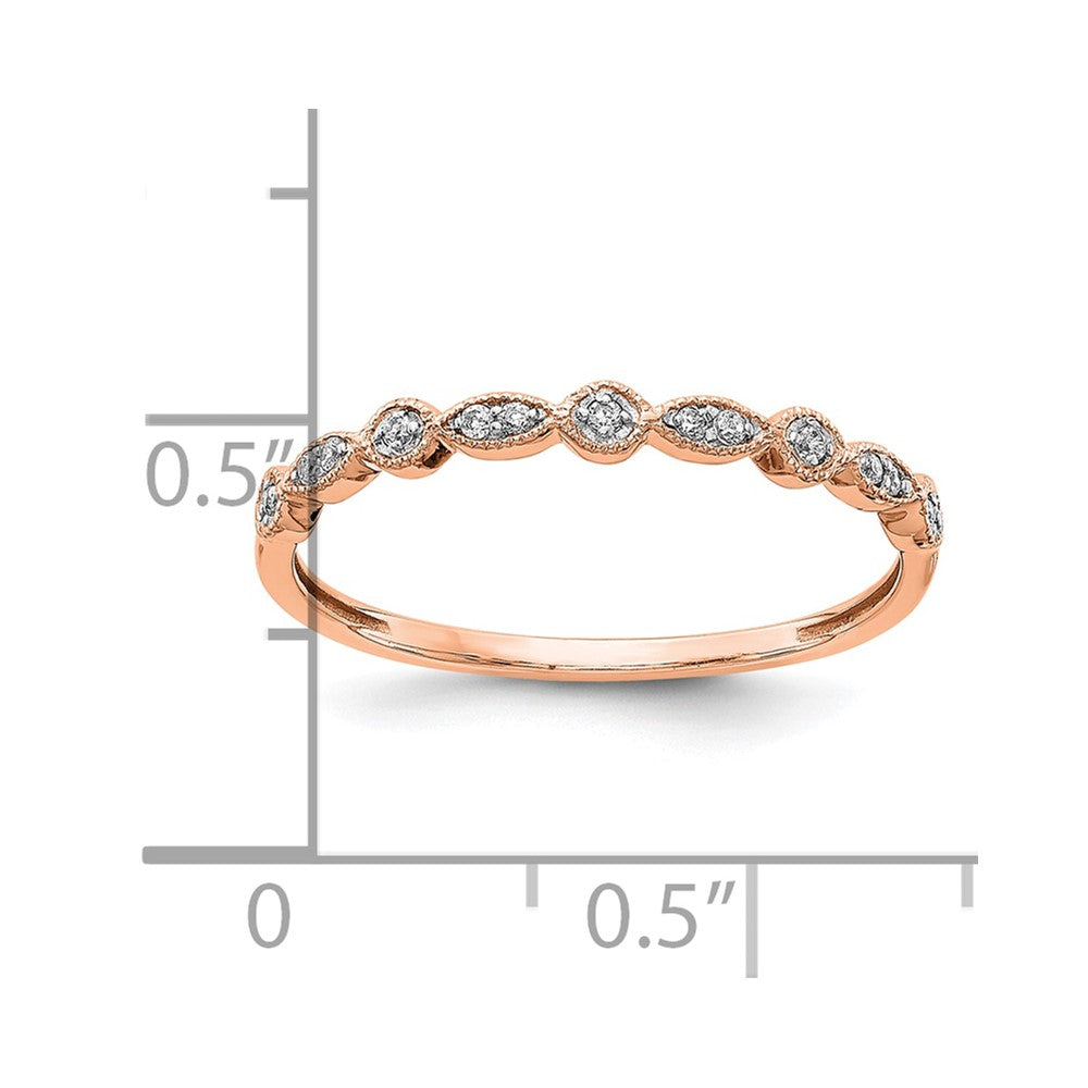 10K Rose Gold Diamond Fancy Band Size 6.75