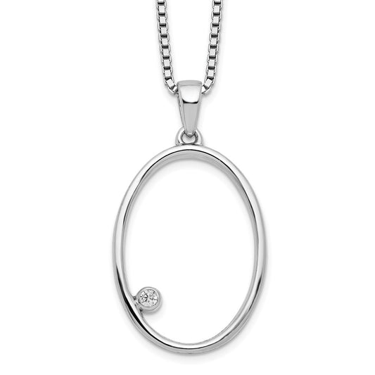 White Ice Sterling Silver Rhodium-plated 18 Inch Diamond Open Oval Necklace with 2 Inch Extender 18 Inches