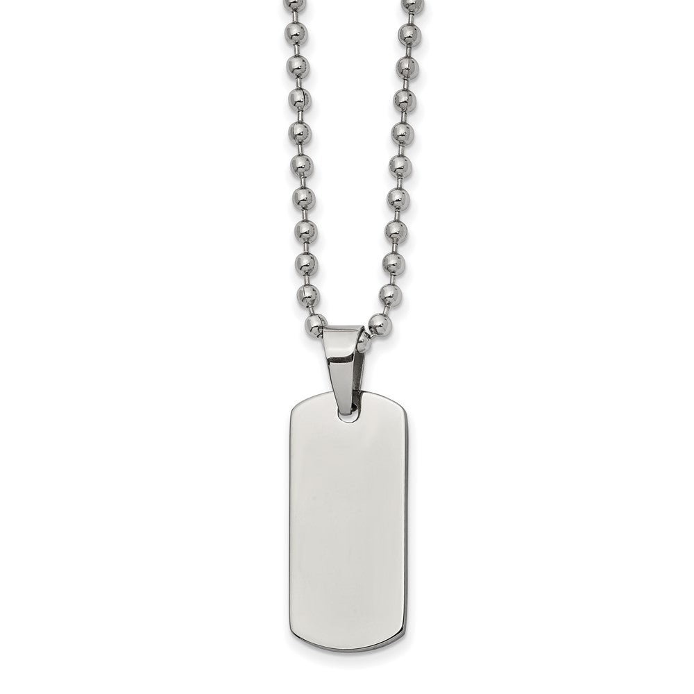 Stainless Steel Brushed and Polished Reversible Dog Tag 22in Necklace