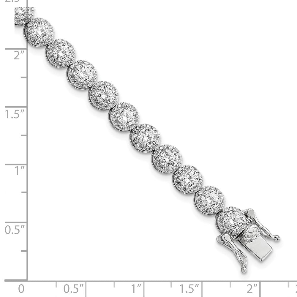 Sterling Silver Rhodium-plated Polished Round CZ Tennis Bracelet 7.5 inches