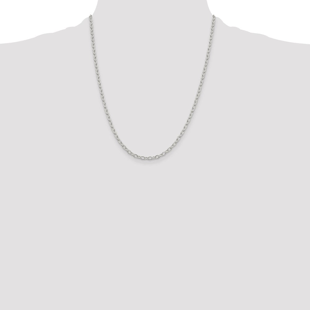 Sterling Silver 3.4mm Oval Cable Chain 22 Inches