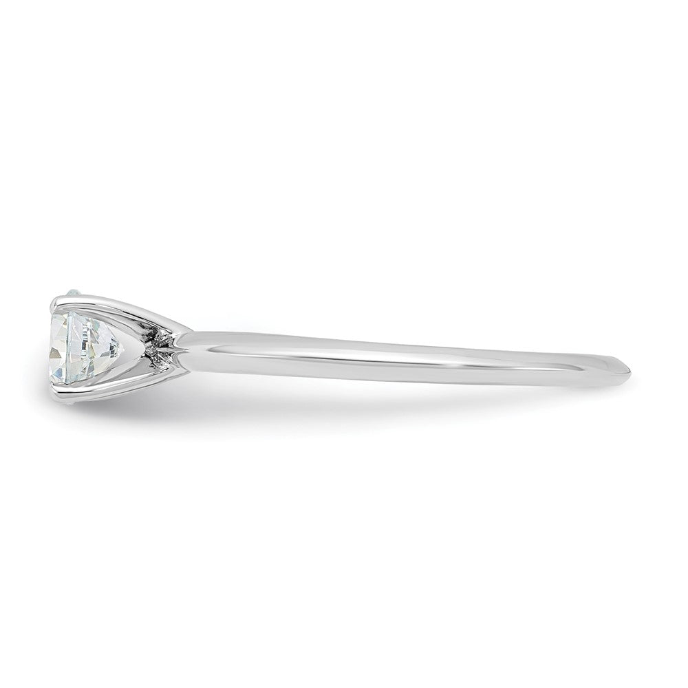 Sterling Silver Rhodium-plated 5mm Round Solitare Diamonore CZ Ring