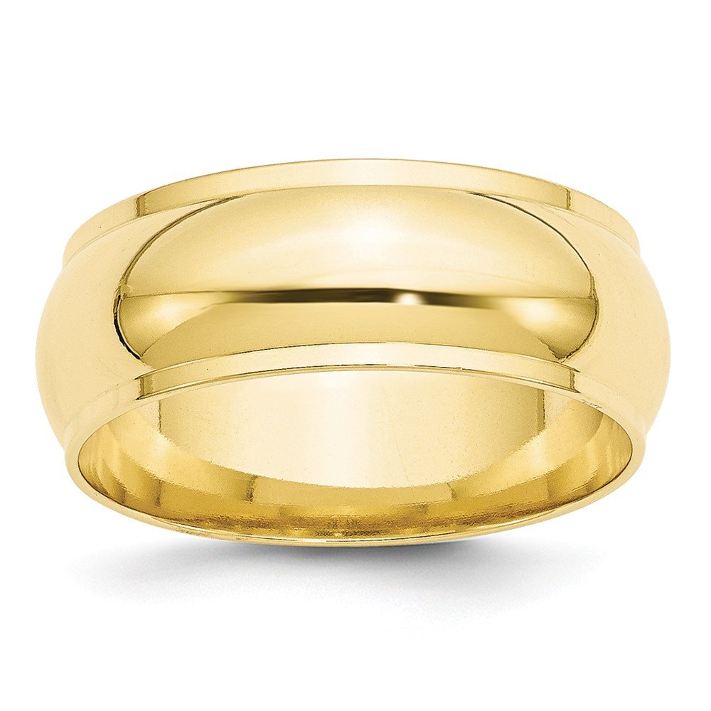 10k Yellow Gold 8mm Half Round with Edge Wedding Band Size 12