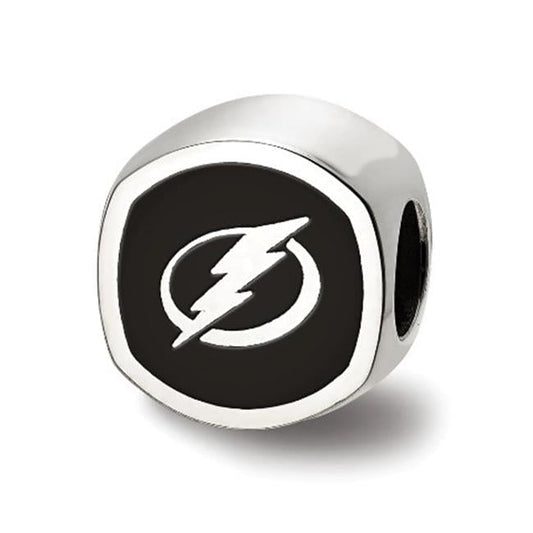 Sterling Silver NHL LogoArt Tampa Bay Lightning Cushion Shaped Enameled Logo Bead