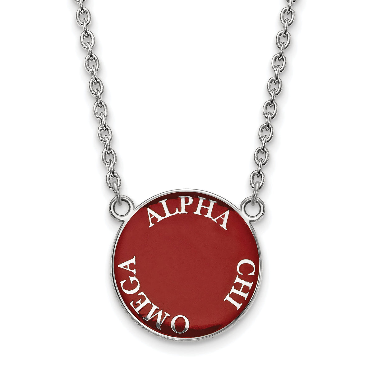 Sterling Silver 18in Official Licensed Greek Sororities Alpha Chi Omega (???) Small Enamel Pendant w/Necklace