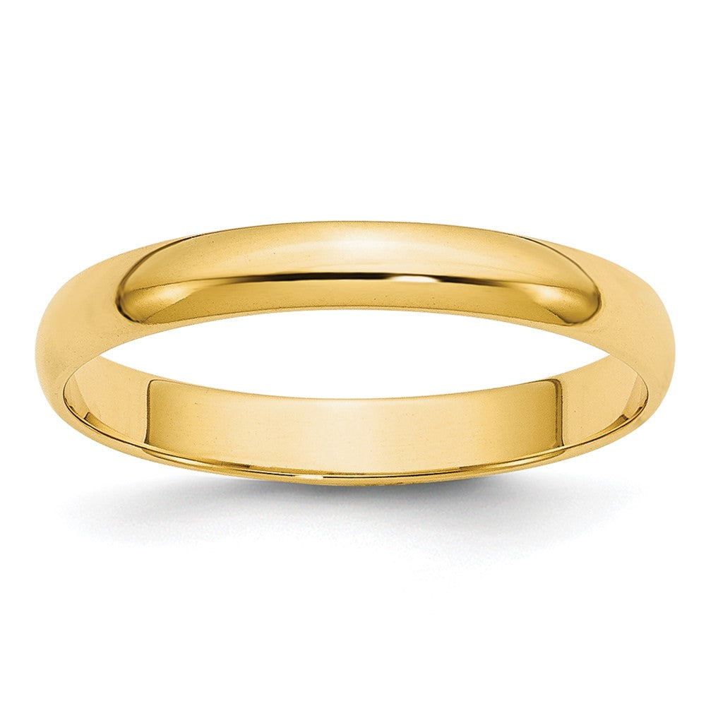 10k Yellow Gold 3mm Lightweight Half Round Wedding Band Size 4