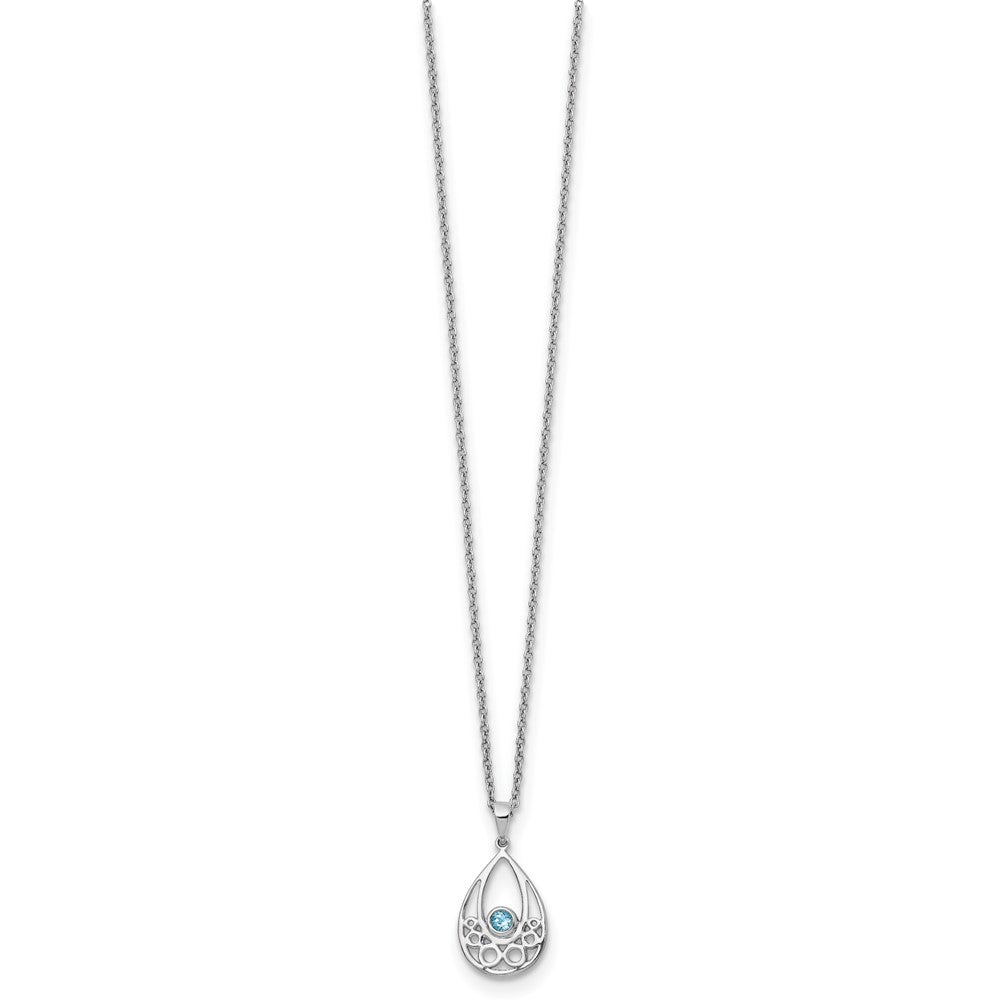 White Ice Sterling Silver Rhodium-plated 18 Inch Blue Topaz Necklace with 2 Inch Extender 18 Inches