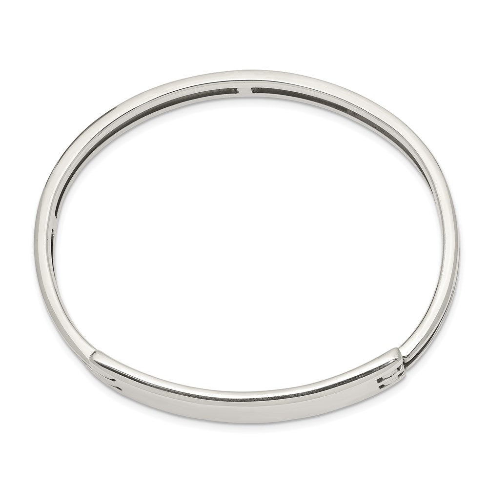 Sterling Silver ID Hinged Bangle 7 inches