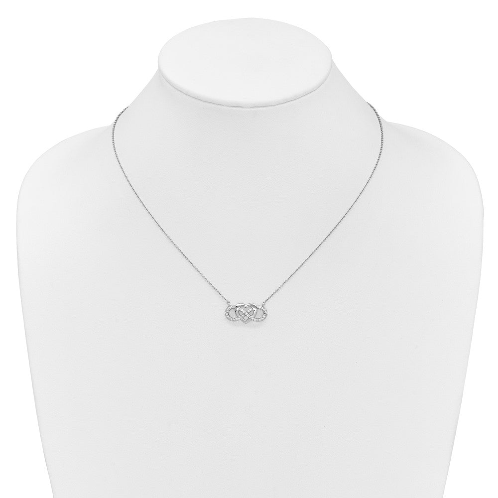 14k White Gold Diamond Infinity Heart 18 inch Necklace