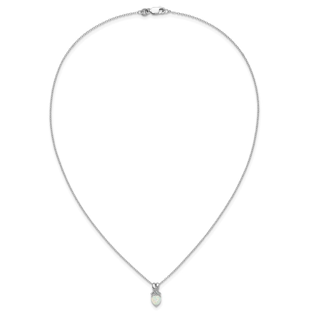 SS Created Opal & Diamond Pend Necklace