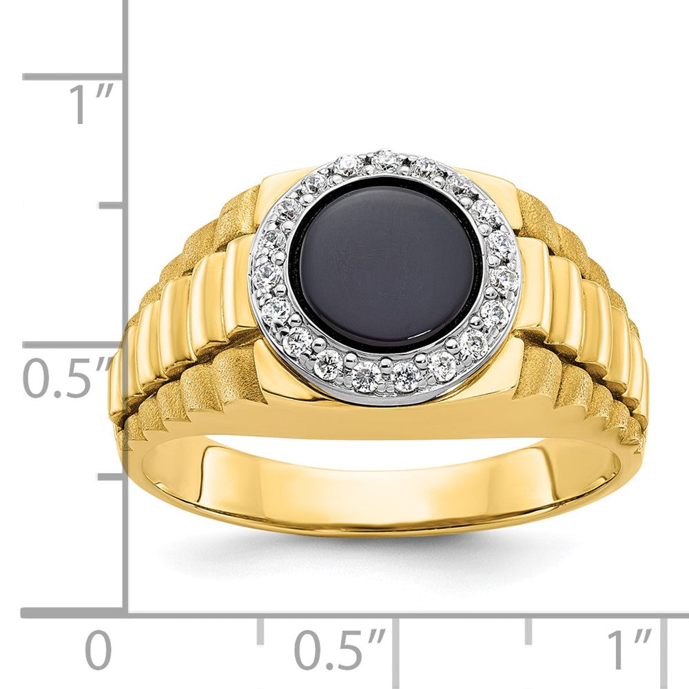 14k Two-tone IBGoodman Men's Onyx and 1/5 carat Diamond Complete Ring