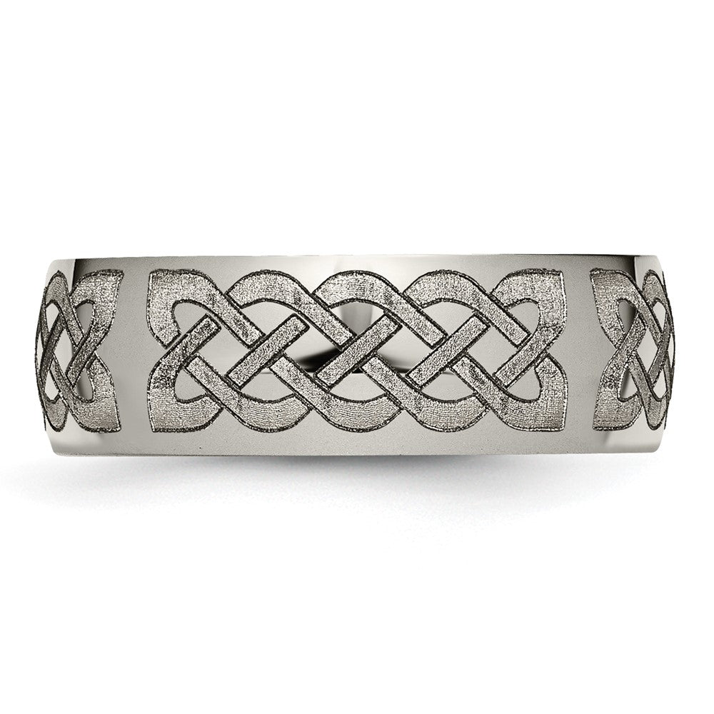 Titanium Polished Celtic Laser Design 8mm Band Size - 8.5
