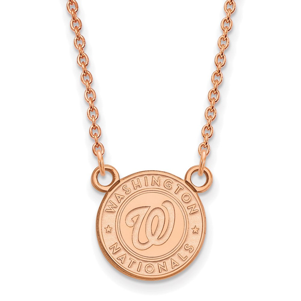 Sterling Silver Rose Gold-plated MLB LogoArt Washington Nationals Small Pen