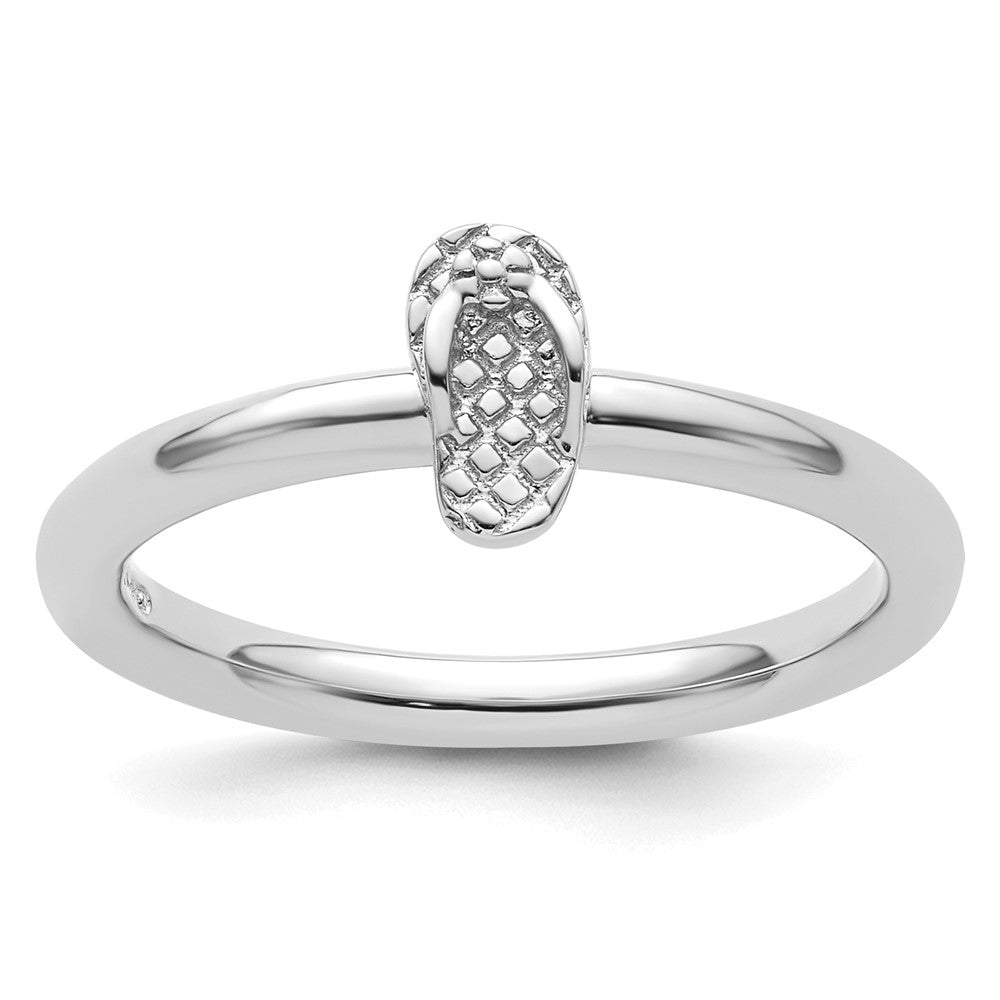 Sterling Silver Stackable Expressions Rhodium Flip Flop Ring Size -6