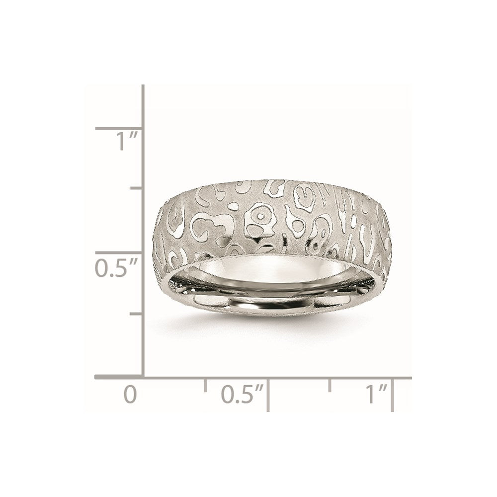 Stainless Steel Brushed & Polished Textured 8mm Band Size - 10.5