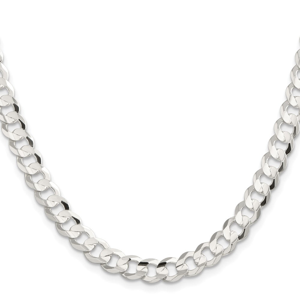 Sterling Silver 7.8mm Concave Beveled Curb Chain 24 Inches