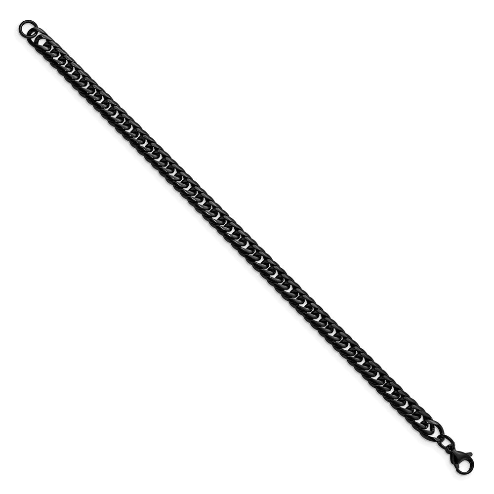 Chisel Stainless Steel Polished Black IP-plated 9 inch Curb Chain Bracelet 9 inches