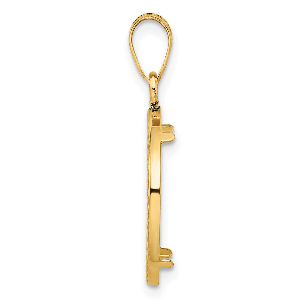 Wideband Distinguished Coin Jewelry 14k Polished and Diamond-cut 18.0mm Prong Coin Bezel Pendant