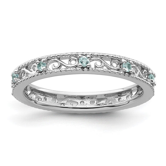 Sterling Silver Stackable Expressions Blue Topaz Ring Size -8