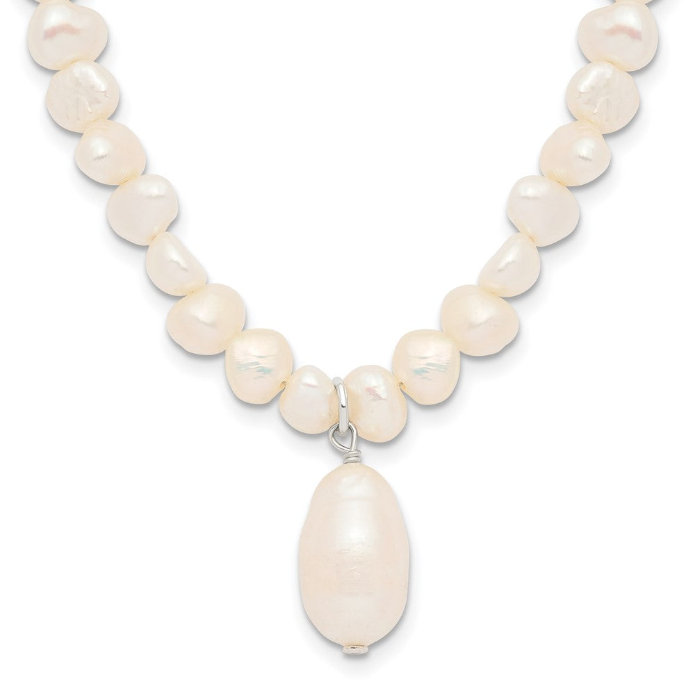 Sterling Silver FW Cultured Pearl Drop 18in Necklace 18 Inches