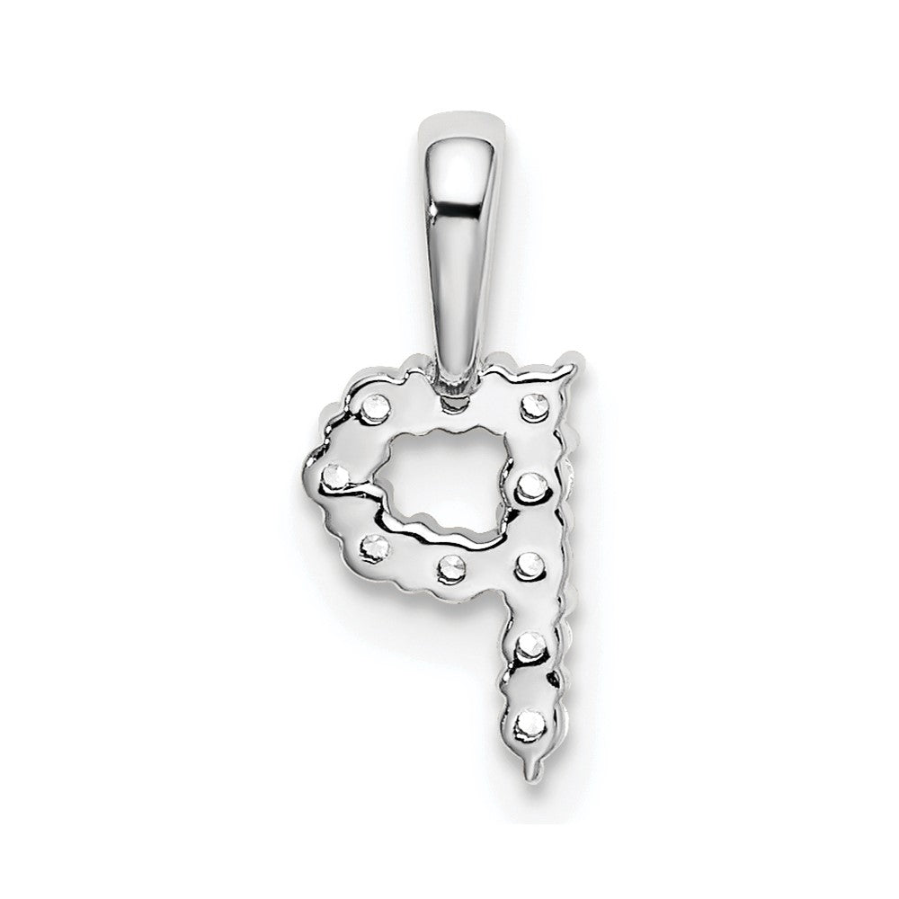 14k White Gold 1/10 carat Lab Grown Diamond VS/SI+ G+ Letter P Initial Pendant