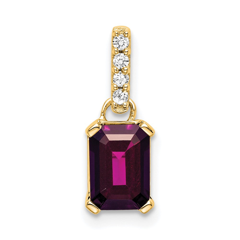 14K Rhodolite Garnet and Diamond Pendant