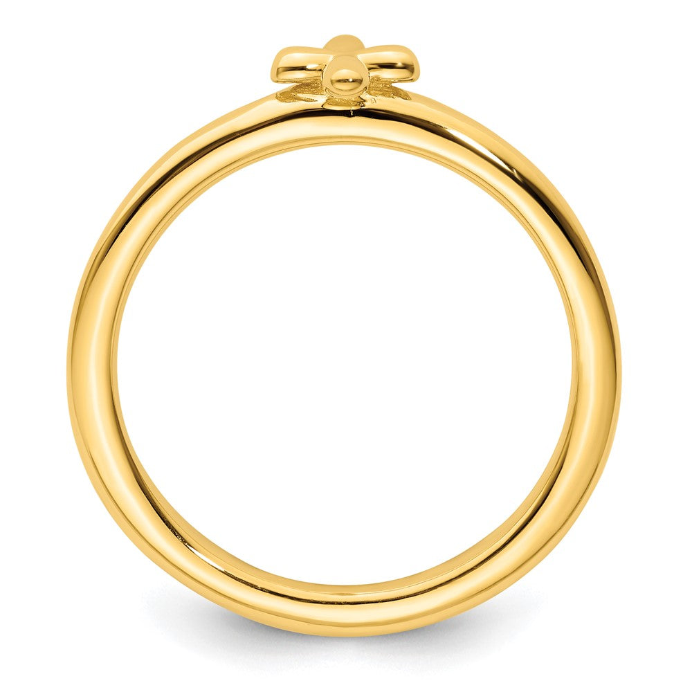 Sterling Silver Stackable Expressions Gold-plated Cross Ring Size -8