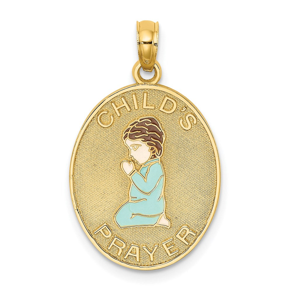 14k Enameled Reversible CHILDS PRAYER w/Boy Charm