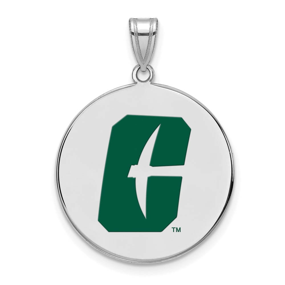 LogoArt Sterling Silver University Of North Carolina At Charlotte Xlarge Enamel Disc Pendant Necklace