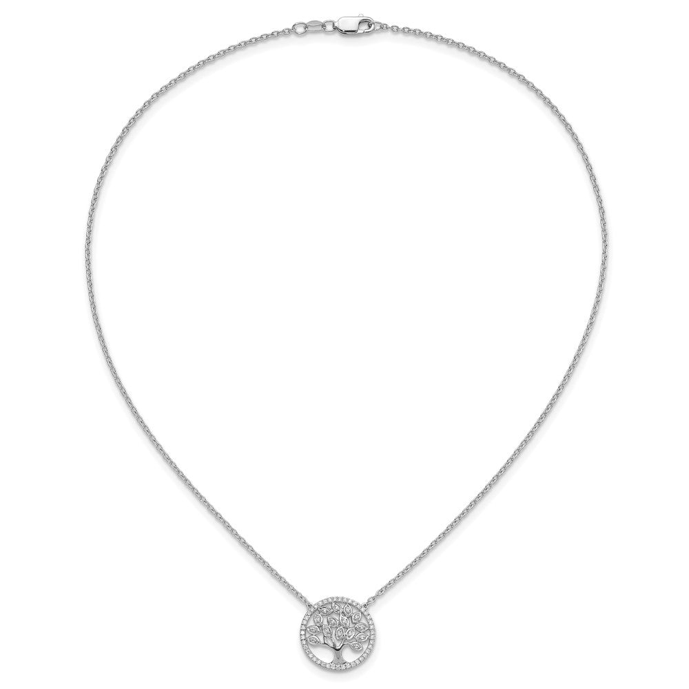 14k White Gold 1/3 carat Lab Grown Diamond VS/SI+ G+ 18 inch Tree of Life Necklace