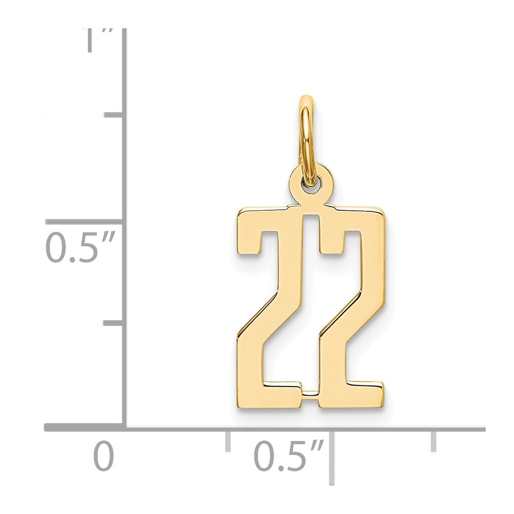 14k Small Elongated Number 22 Charm