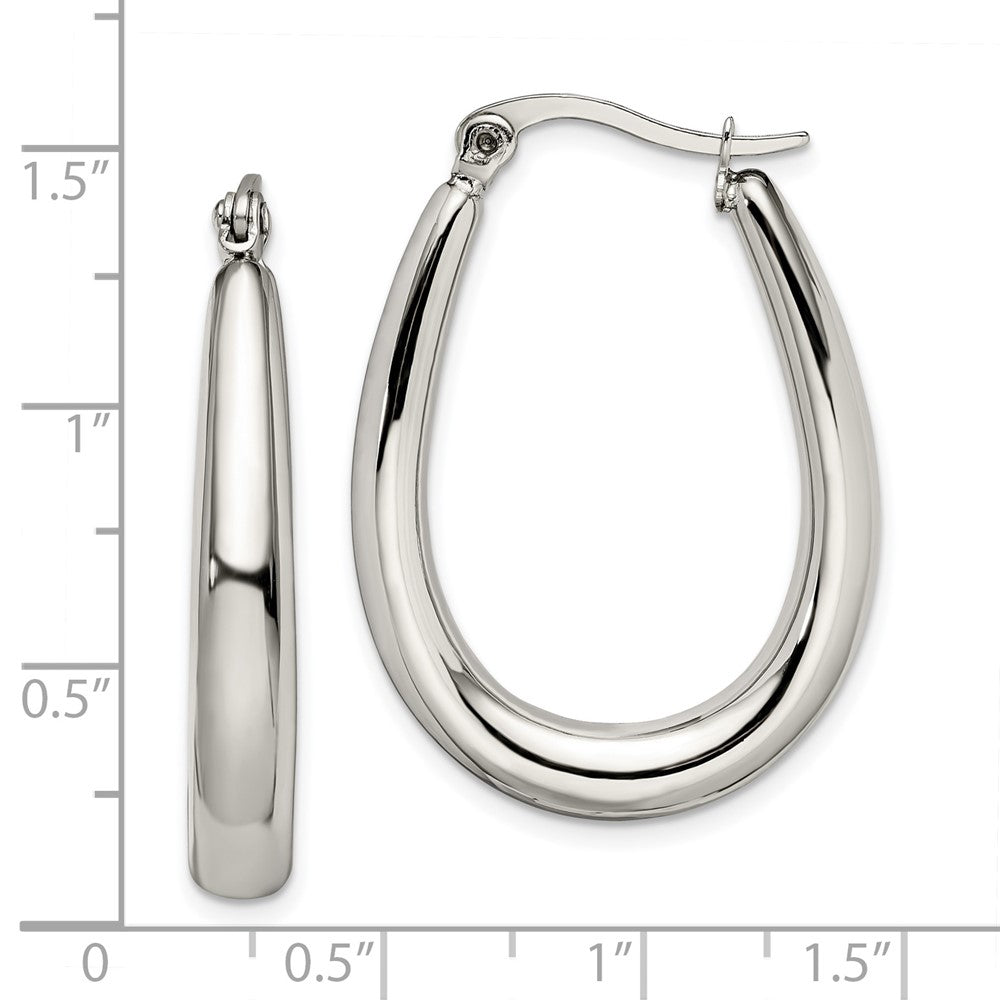 Stainless Steel Polished Teardrop Hollow Hoop Earrings