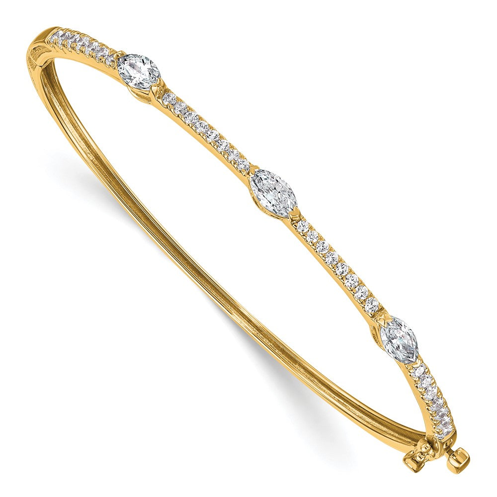 True Origin 14K Yellow Gold 1 5/8 carat Lab Grown Diamond VS+ F+ 6.75 in Complete Hinged Bangle