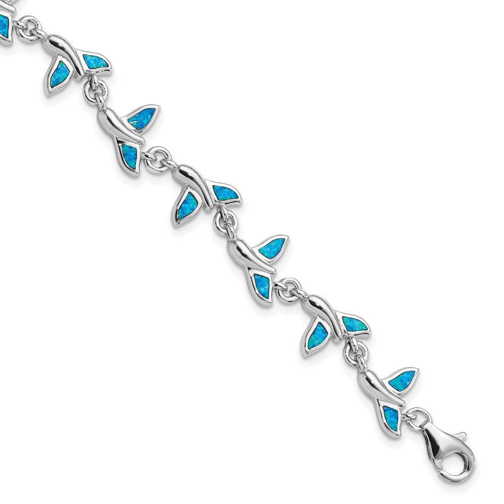 Sterling Silver Rhodium-Plated Whale Tail 7.75 inch Bracelet 7.75 inches