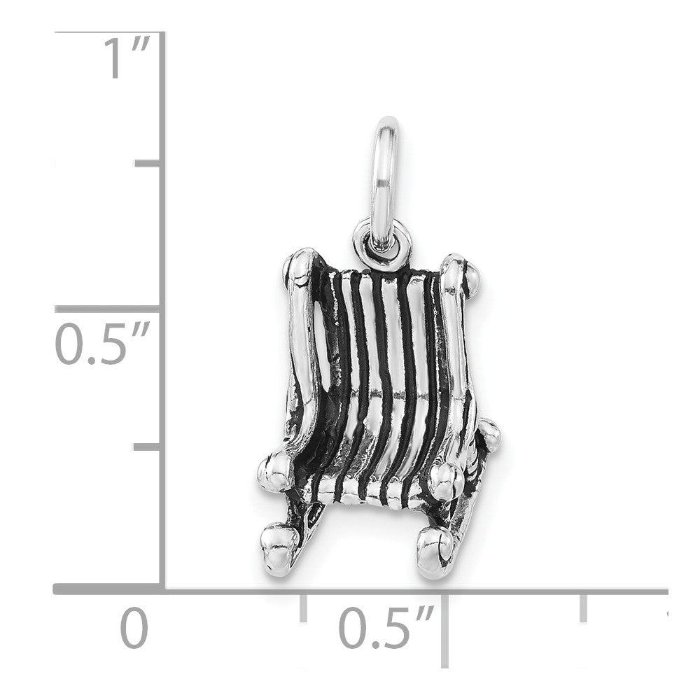 Sterling Silver 3-D Polished & Antiqued Rocking Chair Charm