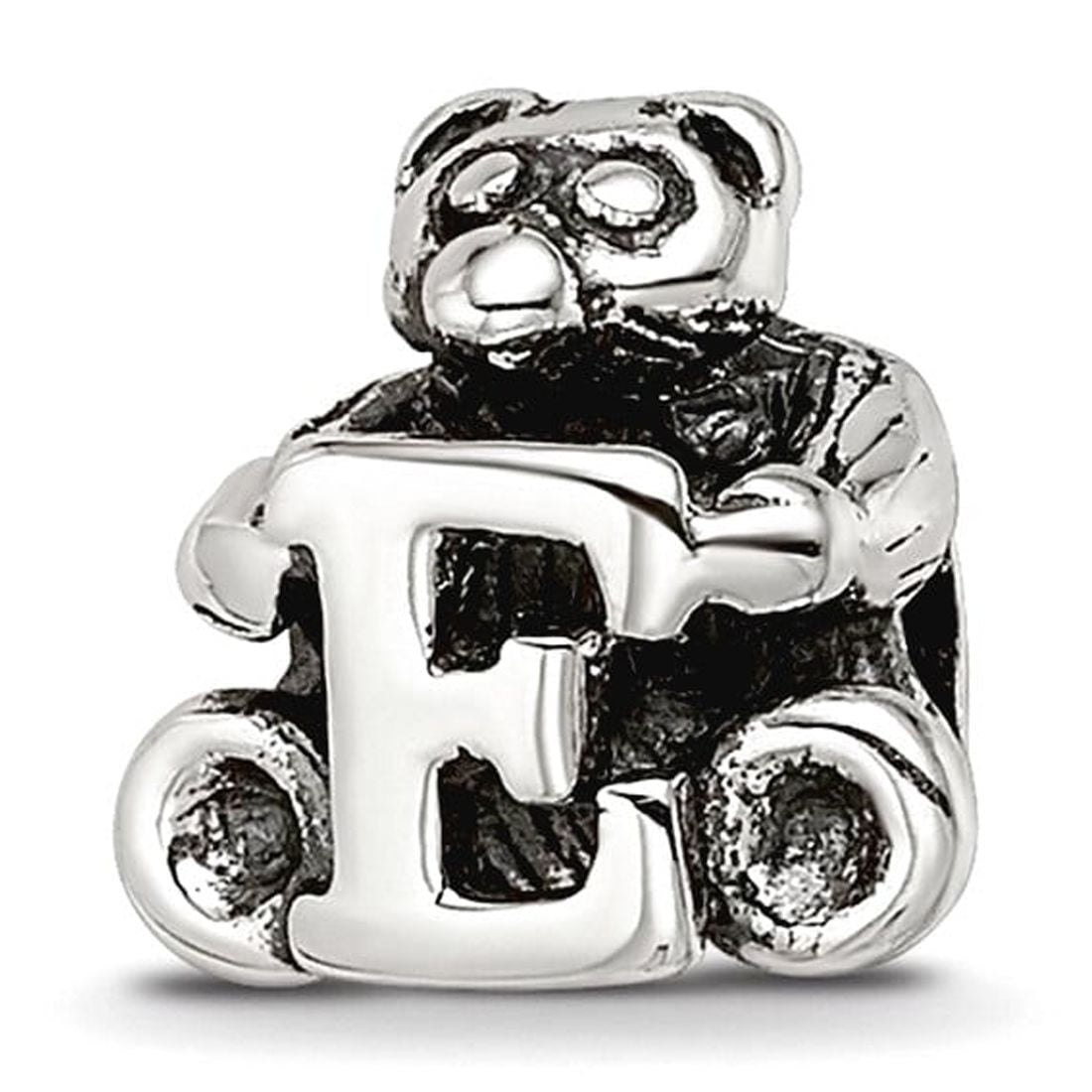 925 Sterling Silver Artisan Oxidized Reflections Letter Name Personalized Monogram Initial E Bead Charm 7.27x7.27mm Wide
