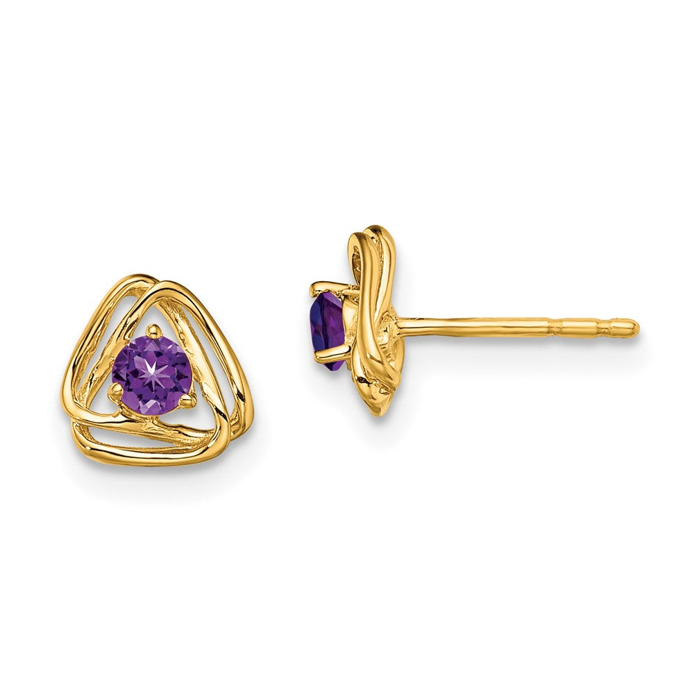 14k Amethyst Post Earrings