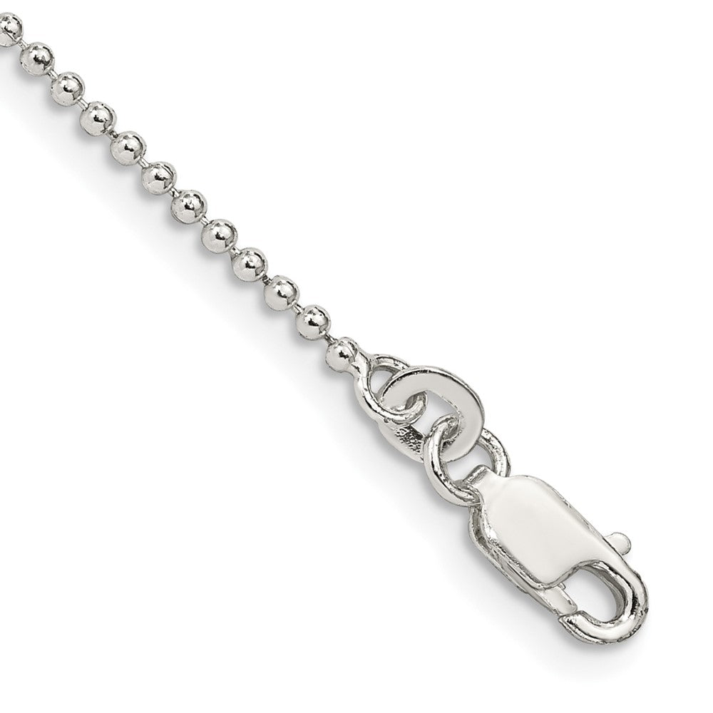 Sterling Silver 1.5mm Beaded Chain Anklet 9 inches