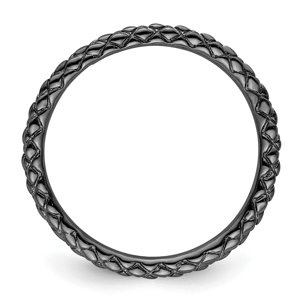 Sterling Silver Stackable Expressions Black-plated Criss-cross Ring Size -5