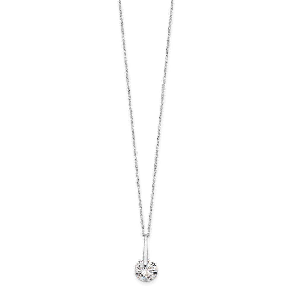 Sterling Silver Rhodium-plated Polished CZ Fancy 16in Plus 2in ext Necklace 16 Inches
