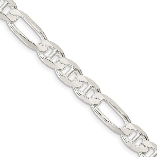 Sterling Silver 7.5mm Figaro Anchor Chain 24 Inches