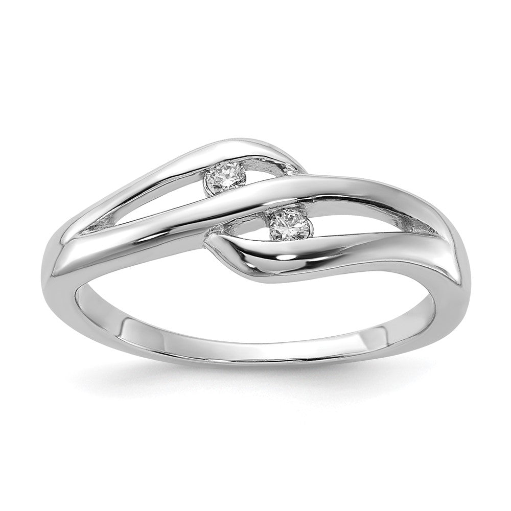 Sterling Silver Polished Fancy Diamond Ring